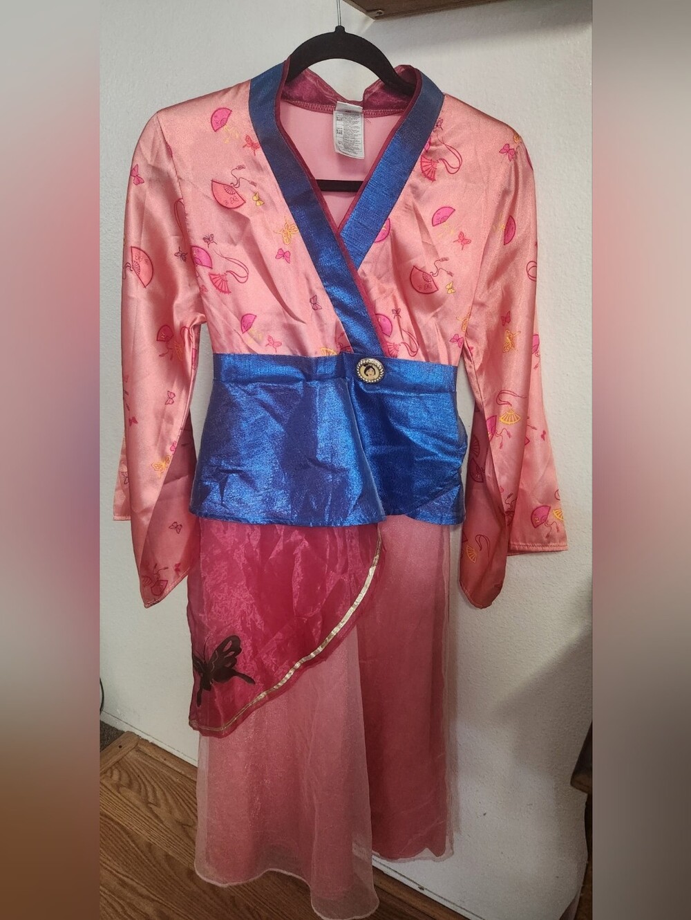 Authentic Disney Store Mulan Princess Costume Dress - Girls Pink & Blue Sz 9/10 - Picture 1 of 4
